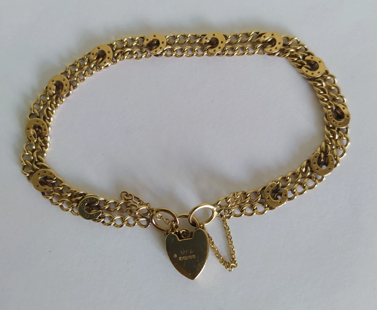9CT GOLD VINTAGE HORSESHOE BRACELET - 10.3GR HALLMARKED 1978